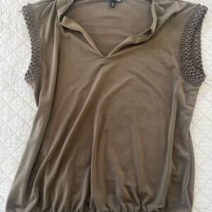 Express Brown Blouse with Crochet Detail